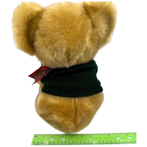 RBI Ron Banafato Bear Weighted Plush Holiday Sweater Plaid Bow Stuffed Animal - Picture 7 of 13
